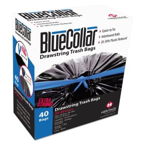 Drawstring Trash Bags, 30 gal, 1 mil, 30" x 34", Black, 40 Bags/Box, 6 Boxes/Carton