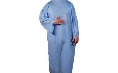 T-Style Isolation Gown, Lldpe, Large, Light Blue, 50/carton