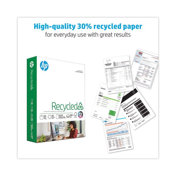 Recycled30 Paper, 92 Bright, 20 lb Bond Weight, 8.5 x 11, White, 500 Sheets/Ream, 10 Reams/Carton - Image 2