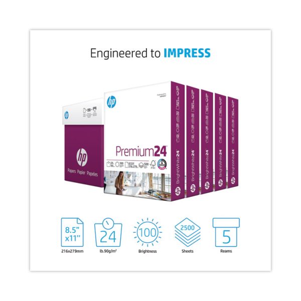 Premium24 Paper, 98 Bright, 24 lb Bond Weight, 8.5 x 11, Ultra White, 500 Sheets/Ream, 5 Reams/Carton - Image 2