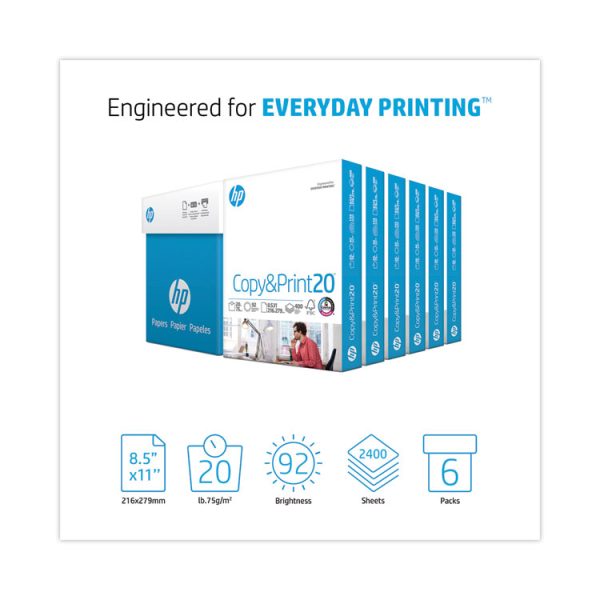 CopyandPrint20 Paper, 92 Bright, 20 lb Bond Weight, 8.5 x 11, White, 400 Sheets/Ream, 6 Reams/Carton - Image 2