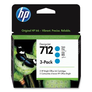 HP 712, (3ed77a) 3-Pack Cyan Original Ink Cartridge