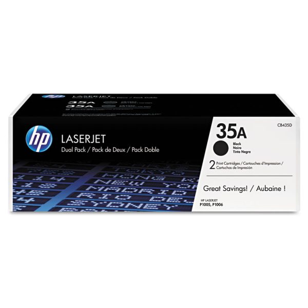 HP 35a, (cb435d) 2-Pack Black Original Laserjet Toner Cartridges