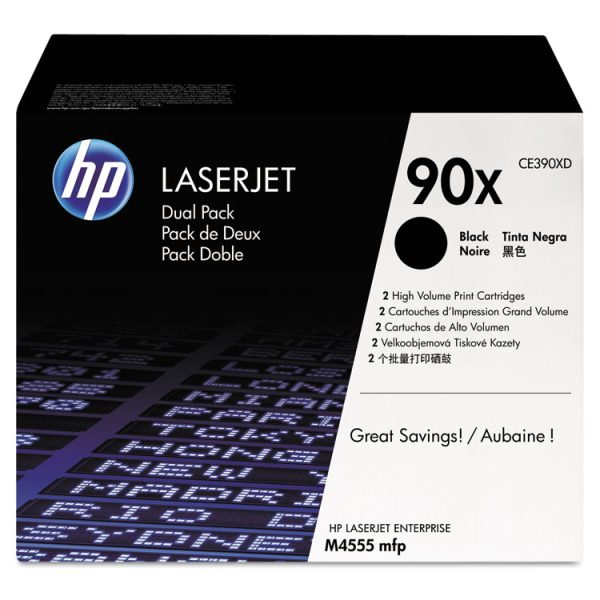 HP 90x, (ce390x-D) 2-Pack High-Yield Black Original Laserjet Toner Cartridges