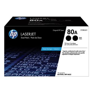 HP 80a, (cf280a-D) 2-Pack Black Original Laserjet Toner Cartridges