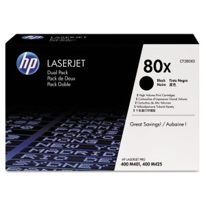HP 80x, (cf280x-D) 2-Pack High-Yield Black Original Laserjet Toner Cartridges