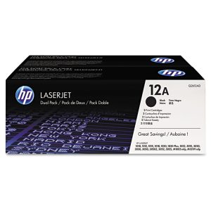 HP 12a, (q2612d) 2-Pack Black Original Laserjet Toner Cartridges