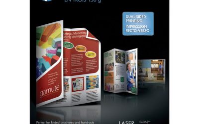 Laser Glossy Tri-Fold Brochure Paper, 97 Bright, 40 lb Bond Weight, 8.5 x 11, White, 150/Pack