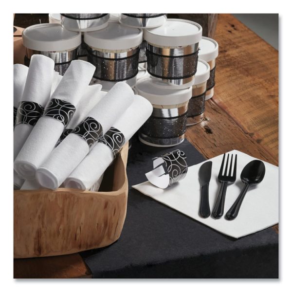 Caterwrap Heavyweight Cutlery Combo, Fork/spoon/knife/napkin, Black, 100/carton - Image 4