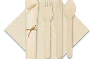 Pre-Rolled Caterwrap Kraft Napkins With Wood Cutlery, 6 X 12 Napkin;fork;knife;spoon, 7″ To 9″, Kraft, 100/carton