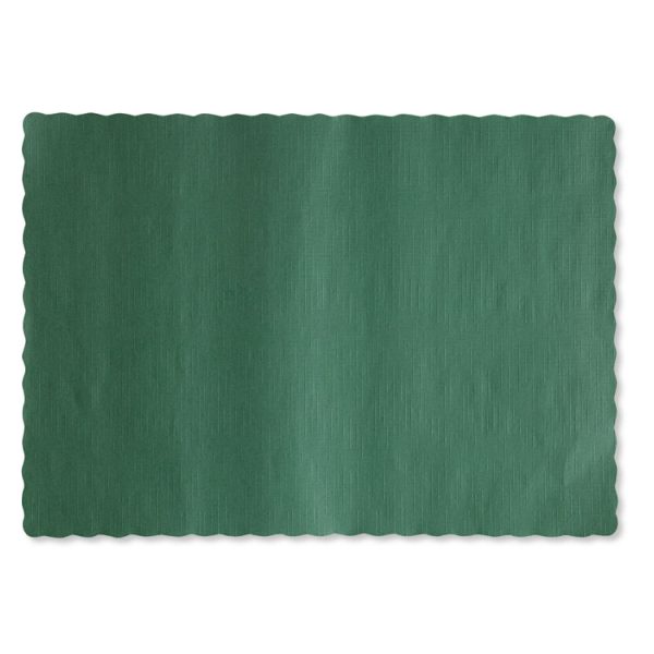 Solid Color Scalloped Edge Placemats, 9.5 X 13.5, Hunter Green, 1,000/carton - Image 2