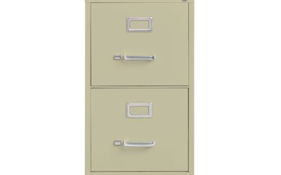 Vertical Letter File Cabinet, 2 Letter-Size File Drawers, Putty, 15 x 26.5 x 28.37
