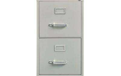 Vertical Letter File Cabinet, 2 Letter Size File Drawers, Light Gray, 15 x 26.5 x 28.37