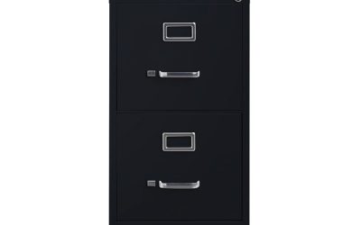 Vertical Letter File Cabinet, 2 Letter-Size File Drawers, Black, 15 x 26.5 x 28.37