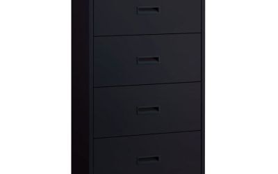 Lateral File Cabinet, 4 Letter/Legal/A4-Size File Drawers, Black, 30 x 18.62 x 52.5