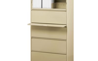 Lateral File Cabinet, 5 Letter/Legal/A4-Size File Drawers, Putty, 30 x 18.62 x 67.62