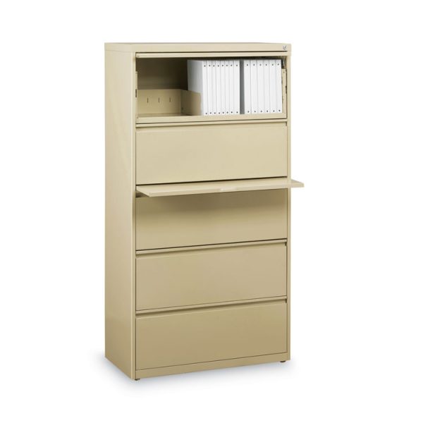 Lateral File Cabinet, 5 Letter/Legal/A4-Size File Drawers, Putty, 30 x 18.62 x 67.62 - Image 4