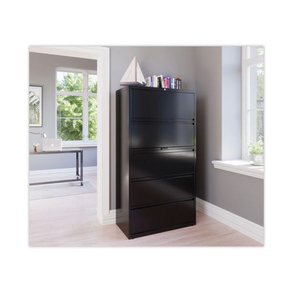 Lateral File Cabinet, 5 Letter/Legal/A4-Size File Drawers, Black, 36 x 18.62 x 67.62 - Image 5