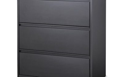 Lateral File Cabinet, 3 Letter/Legal/A4-Size File Drawers, Charcoal, 36 x 18.62 x 40.25