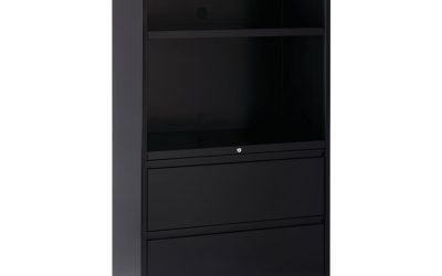 Combo Bookshelf/Lateral File Cabinet, 2 Shelves (1 Adjustable), 2 Letter/Legal Drawers, Black, 36 x 18.62 x 60