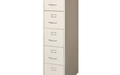 Vertical Letter File Cabinet, 5 Letter-Size File Drawers, Putty, 15 x 26.5 x 61.37