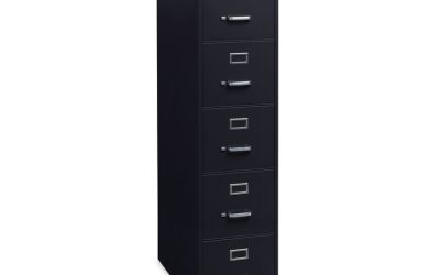 Vertical Letter File Cabinet, 5 Letter-Size File Drawers, Black, 15 x 26.5 x 61.37
