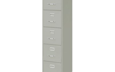 Vertical Letter File Cabinet, 5 Letter-Size File Drawers, Light Gray, 15 x 26.5 x 61.37