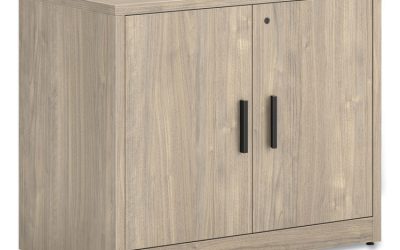 10500 Series Storage Cabinet with Doors, Two Shelves, 36″ x 20″ x 29.5″, Kingswood Walnut