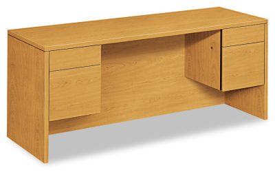 10500 Series Kneespace Credenza With 3/4-Height Pedestals, 72w x 24d x 29.5h, Harvest