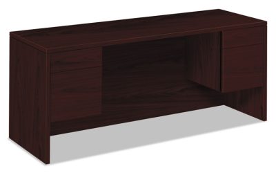 10500 Series Kneespace Credenza With 3/4-Height Pedestals, 72w x 24d x 29.5h, Mahogany