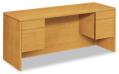 10500 Series Kneespace Credenza With 3/4-Height Pedestals, 60w x 24d x 29.5h, Harvest