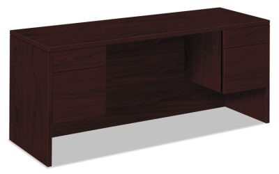 10500 Series Kneespace Credenza With 3/4-Height Pedestals, 60w x 24d x 29.5h, Mahogany