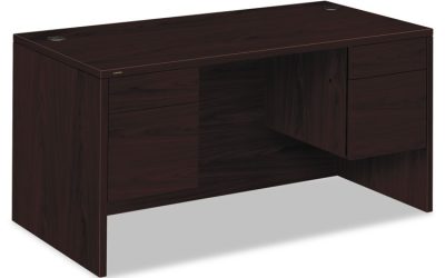 10500 Series Double 3/4-Height Pedestal Desk, Left and Right: Box/File, 60″ x 30″ x 29.5″, Mahogany