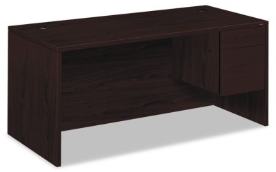 10500 Series “l” Workstation Right Pedestal Desk, 66″ X 30″ X 29.5″, Mahogany