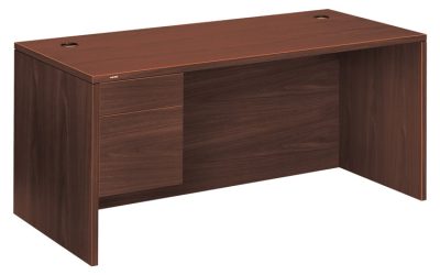 10500 Series “l” Workstation Left Pedestal Desk, 66″ X 30″ X 29.5″, Mahogany