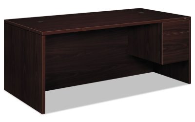 10500 Series “l” Workstation Right Pedestal Desk With 3/4 Height Pedestal, 72″ X 36″ X 29.5″, Mahogany