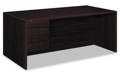 10500 Series “l” Workstation Single Pedestal Desk With 3/4 Height Pedestal, 72″ X 36″ X 29.5″, Mahogany