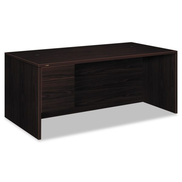 10500 Series "l" Workstation Single Pedestal Desk With 3/4 Height Pedestal, 72" X 36" X 29.5", Mahogany