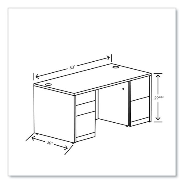 10500 Series Double Pedestal Desk with Full Pedestals, 60" x 30" x 29.5", Mahogany - Image 2