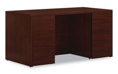 10500 Series Double Pedestal Desk with Full Pedestals, 60″ x 30″ x 29.5″, Mahogany