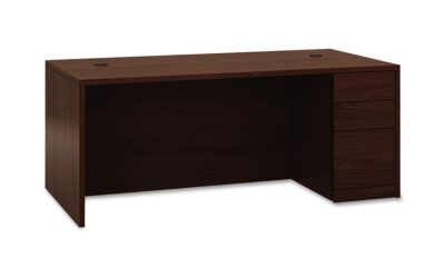 10500 Series “l” Workstation Right Pedestal Desk With Full-Height Pedestal, 72″ X 36″ X 29.5″, Mahogany