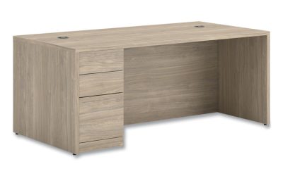 10500 Series Single Full-Height Pedestal Desk, Left: Box/Box/File, 72″ x 36″ x 29.5″, Kingswood Walnut