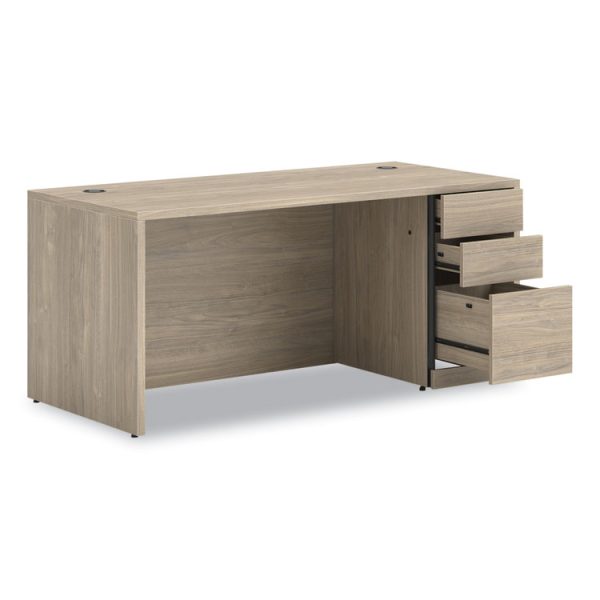 10500 Series Single Pedestal Desk, Right Pedestal: Box/Box/File, 66" x 30" x 29.5", Kingswood Walnut - Image 2