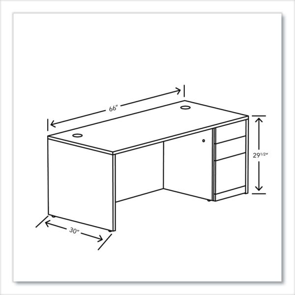 10500 Series Single Pedestal Desk, Right Pedestal: Box/Box/File, 66" x 30" x 29.5", Mahogany - Image 3