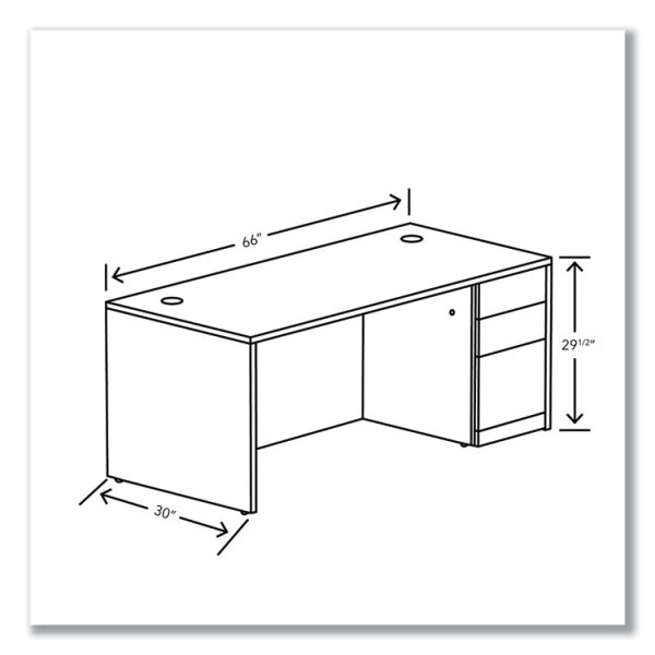 10500 Series Single Pedestal Desk, Right Pedestal: Box/Box/File, 66" x 30" x 29.5", Pinnacle - Image 3
