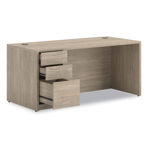 10500 Series Single Pedestal Desk, Left Pedestal: Box/Box/File, 66" x 30" x 29.5", Kingswood Walnut - Image 4