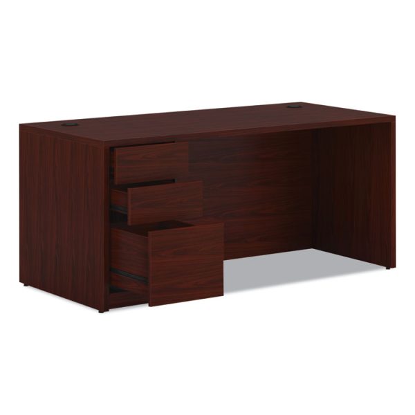 10500 Series Single Pedestal Desk, Left Pedestal: Box/Box/File, 66" x 30" x 29.5", Mahogany - Image 4