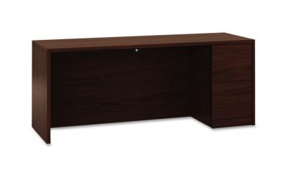 10500 Series Full-Height Left Pedestal Credenza, 72w X 24d X 29.5h, Mahogany