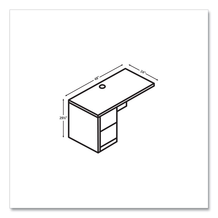 10500 Series Return with Full-Height Pedestal, Left, 48" x 24" x 29.5", Kingswood Walnut - Image 4