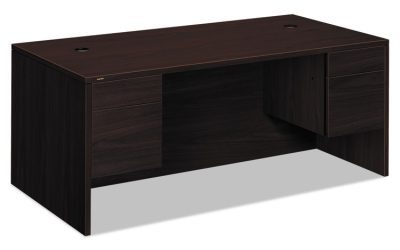 10500 Series Double 3/4-Height Pedestal Desk, Left and Right: Box/File, 72″ x 36″ x 29.5″, Mahogany